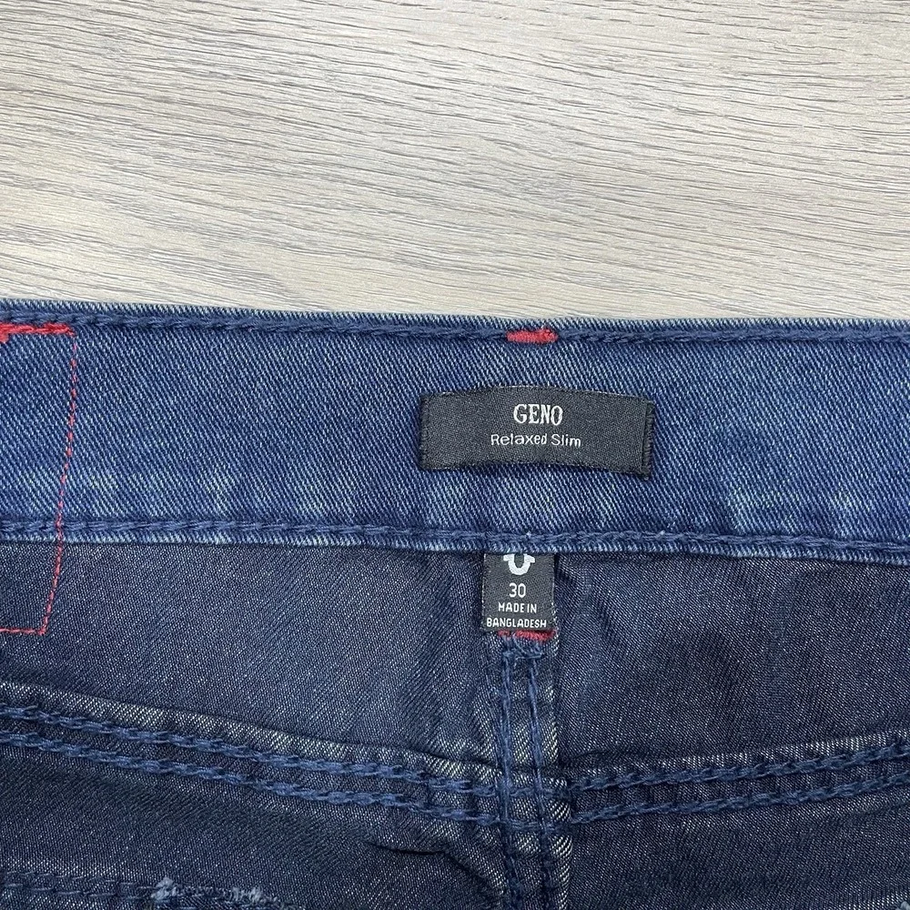 NWT True Religion Geno Big T Flap Relaxed Slim Sz 30x32 Dark Shivering Wash